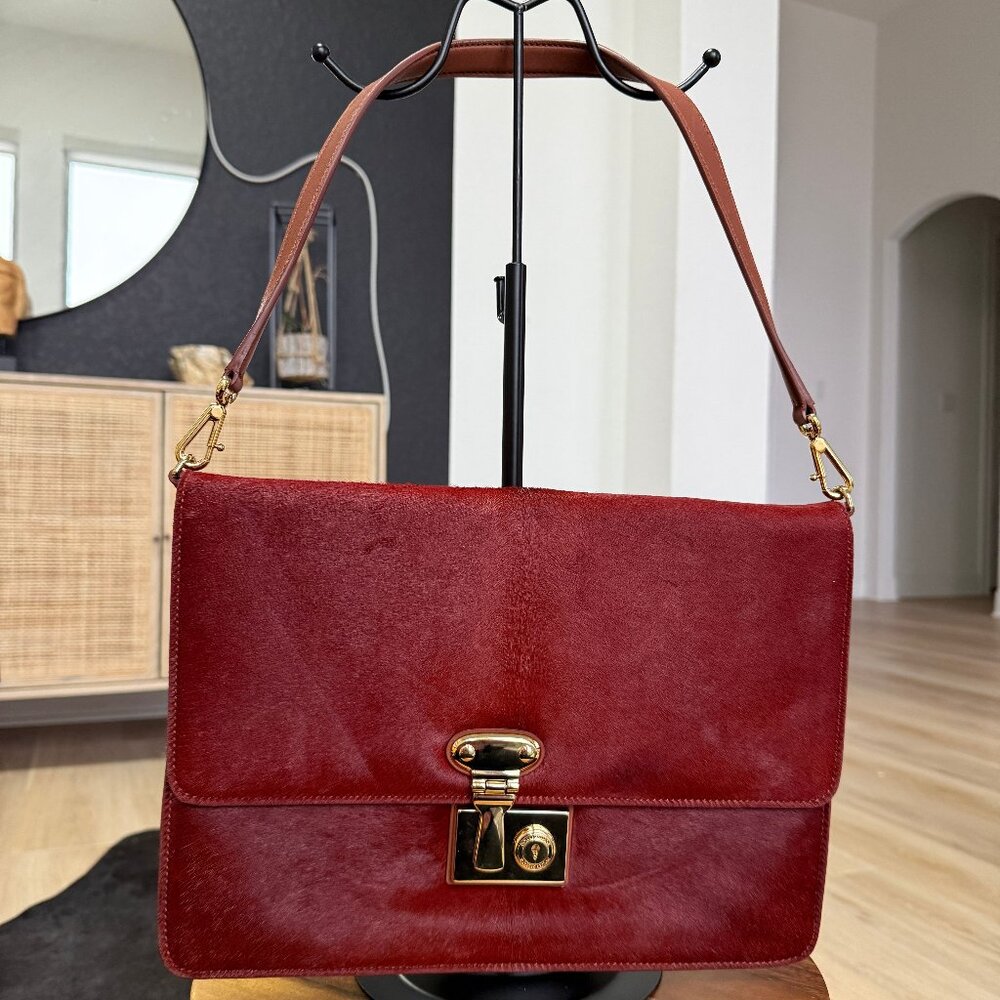 Rare Red Calf Hair Dolce and Gabbana Key Lock Bag